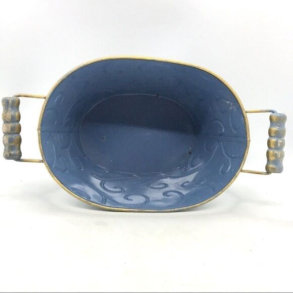 Periwinkle Gold Scroll Planter with Handles Organizer - Picture 8 of 13